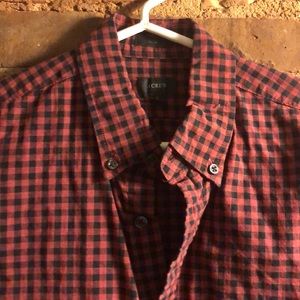 Men’s button down shirt red and black check- small